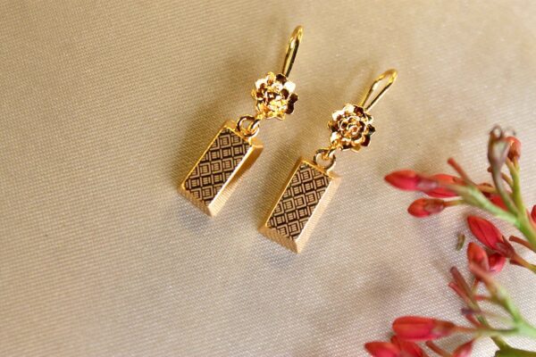 Geometric Gold-Plated Dangle Earrings