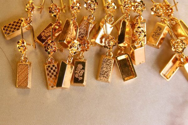 Geometric Gold-Plated Dangle Earrings